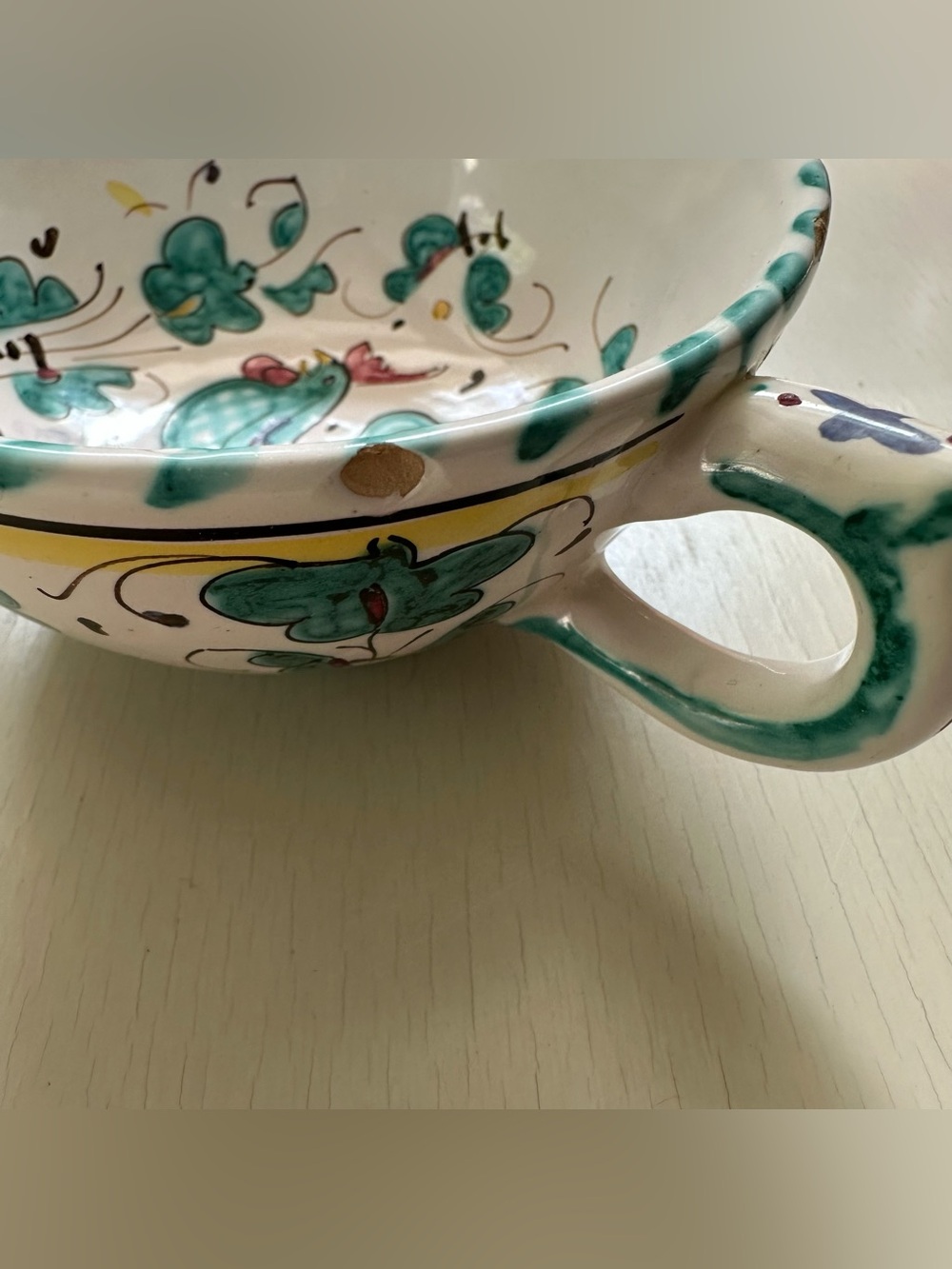 VTG Mid-Century Deruta Italian Majolica Ceramic Cups- Gallo Verde Pattern - Picture 9 of 11